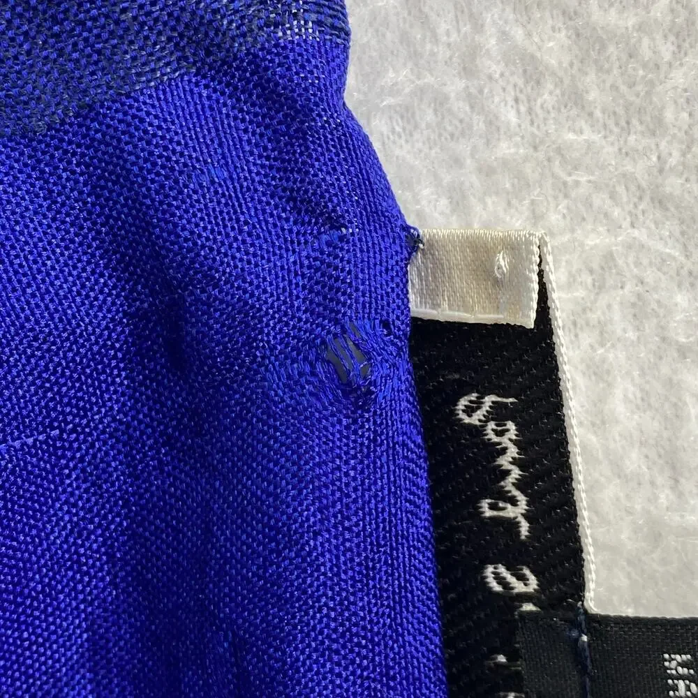 PAUL SMITH Scarf Womens Linen Silk Wrap Rectangle Tasseled Blue 21